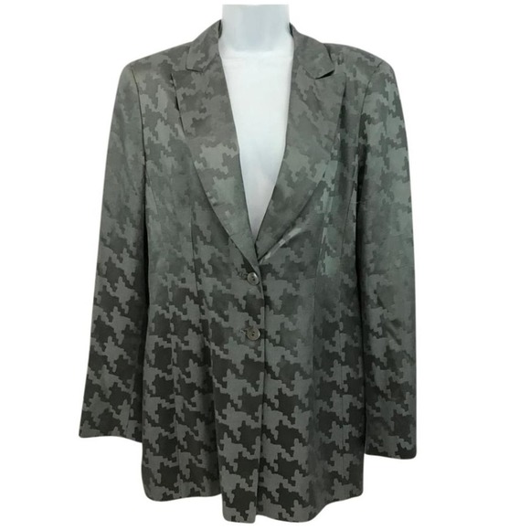 Jaeger Printed Satin Gray Jacket Blazer 12 - Picture 1 of 5